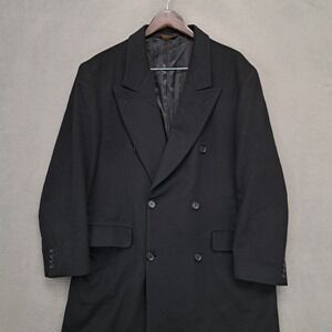 Loro Piana 100% Cashmere Overcoat Mens 42R Black Double Breasted Made in Italy